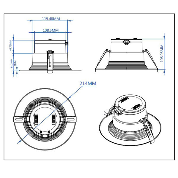 6-Inch Commercial LED Downlight-Baffle Trim Dimension