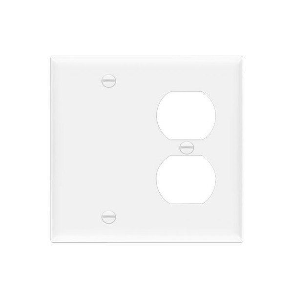 Combination Two-Gang Wall Plate – Blank and Duplex Receptacle