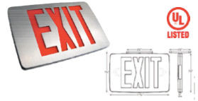 Single Face Red Aluminum Emergency Exit Sign, Thin Die Cast, RED Letter Color, NiCd Battery image 3
