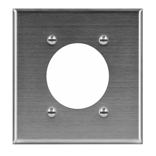 2-Gang 2.456" Dia. Hole Power Outlet Receptacle Wall Plate