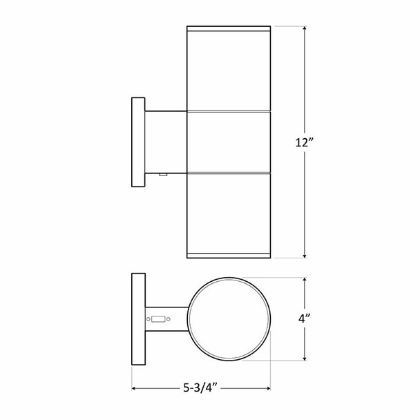 20 Watt Up/Down LED Wall Mount Cylinder Light 3000K, Brushed Nickel