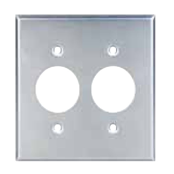 2-Gang Single Receptacle Wall Plate 1.406" Dia Hole Stainless Steel