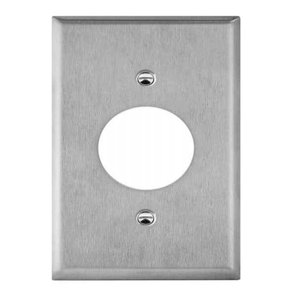 1-Gang Over-Size Single Receptacle Wall Plate 1.406" Dia. Hole Stainless Steel