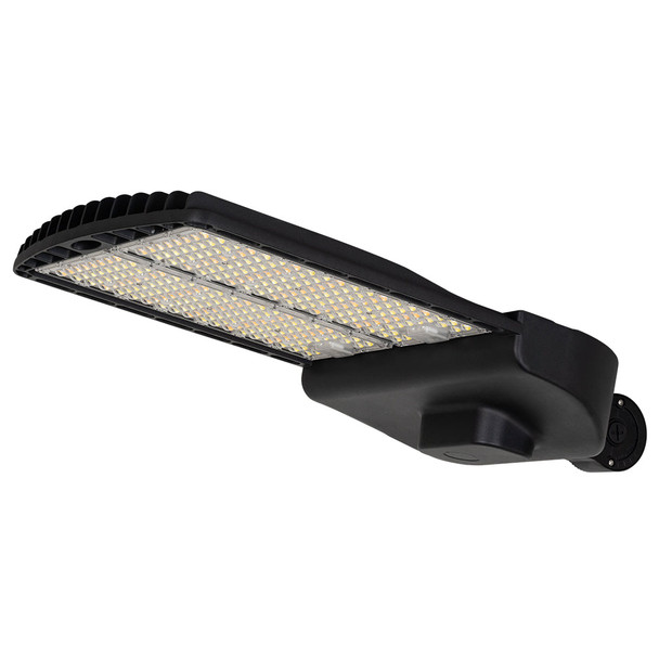 Selectable Power LED Shoebox Light Fixture, 120W/180W/240W/300W, 4000K/5000K CCT Selectable, Type III Optics, Black Finish