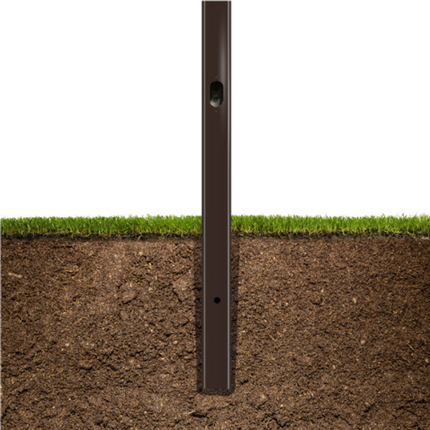 Energy Light, Square Direct Burial Aluminum Light Pole, 15 Foot Above Grade, 4 Inch Wide, 0.125 Inch Wall Thickness, Dark Bronze