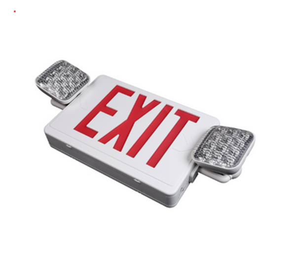 HONYA Lighting, HY-EXLCOMB01RED, LED Exit Sign and Emergency Light Combo, White Finish with Red Sign