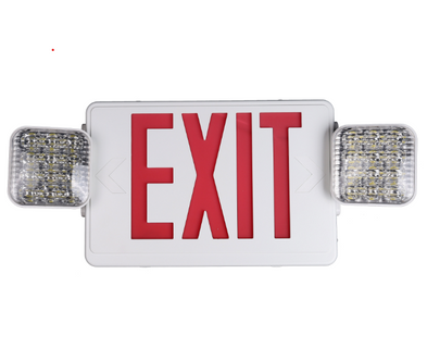 HONYA Lighting, HY-EXLCOMB01RED, LED Exit Sign and Emergency Light Combo, White Finish with Red Sign