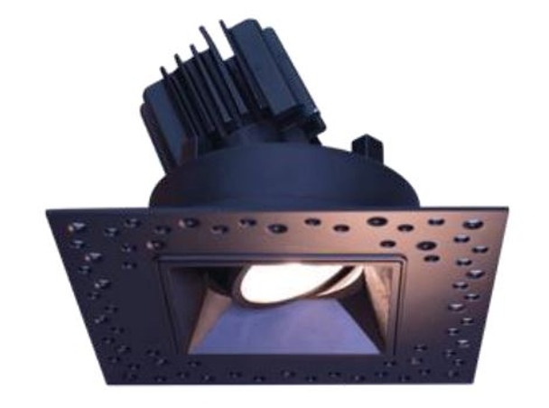 3" Square Regressed Trimless Gimbal LED, 11W High Output, Dim to Warm, Black Trim