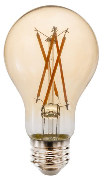 8W LED A19 Lamp, Antique Amber Filament, 80CRI Dimmable