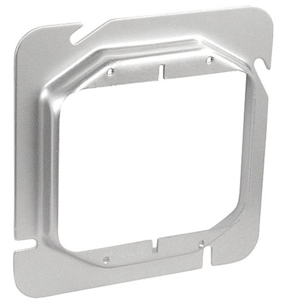 6" Square Two Gang Device Ring, 1/2" Raised