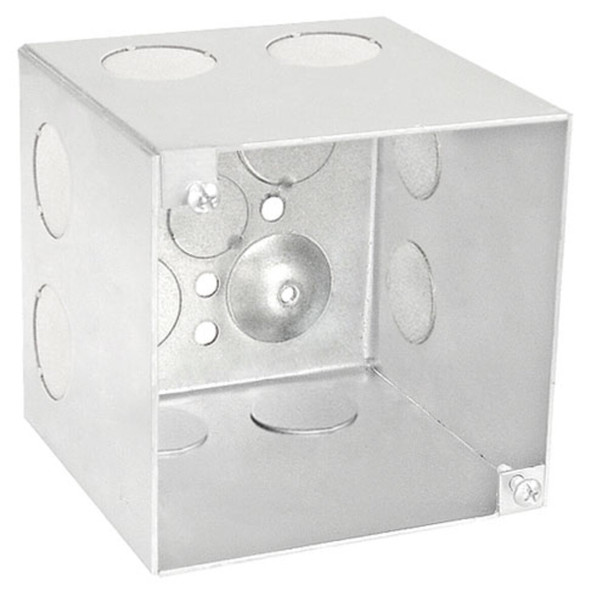 4" Square Box, 4" Deep - Welded, with Conduit Knockouts