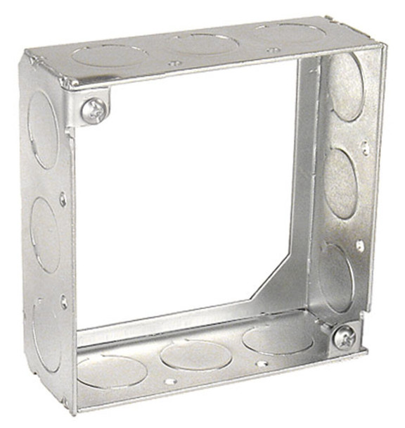 4" Square Extension Ring, 1-1/2" Deep, Welded with Conduit Knockouts