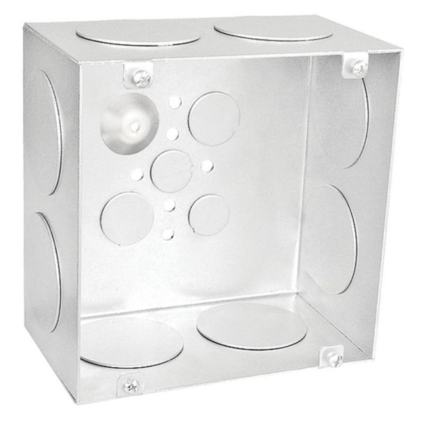 6" Square Box, 3-1/2" Deep - Welded, With Conduit Knockouts