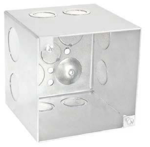 4" Square Box, 3-1/2" Deep, Welded with Conduit Knockouts