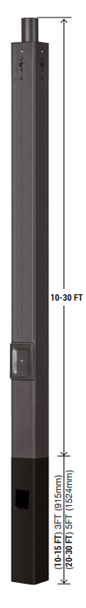 10 Foot 4 Inch Direct Burial Straight Square Steel Pole, Bronze Finish