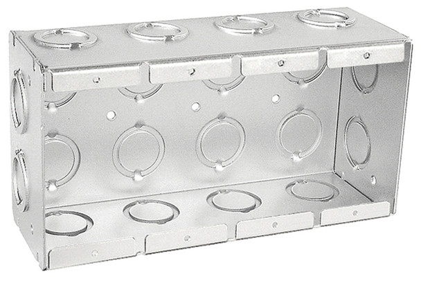 Masonry Box, Four Gang, 2-1/2" Deep, Non-Gangable, with Conduit Knockouts