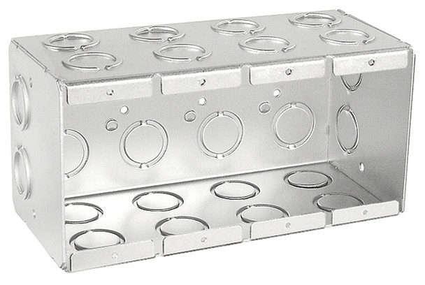 Four Gang Masonry Box, 3-1/2" Deep, Non-Gangable with Conduit KO's