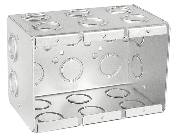 Three Gang Masonry Box, 3-1/2" Deep, Non-Gangable with Conduit KO's