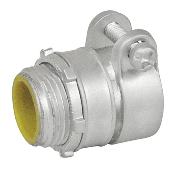Flex/MC/AC Straight Squeeze Box Connector, 3/8", Insulated, Zinc Die Cast
