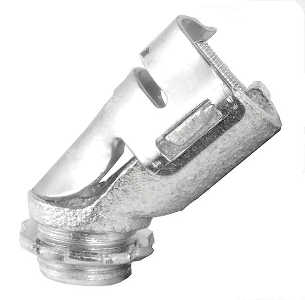 3/8" MC Connector, 45° Squeeze, Zinc Die Cast/Steel