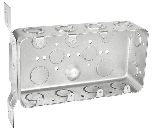 Four Gang Bracketed Switch Box, 2-1/2" Deep, with Conduit KO's