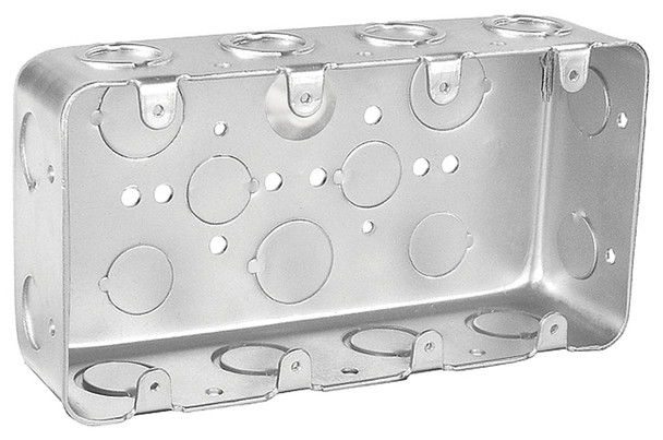 Four Gang Switch Box, 2-1/2" Deep, with Conduit Knockouts
