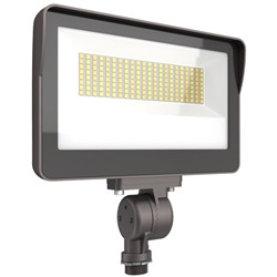 35W-60W Selectable LED Flood Light, 3500K-5000K CCT, Dimmable, Knuckle Mount, Photocell, 120-277V