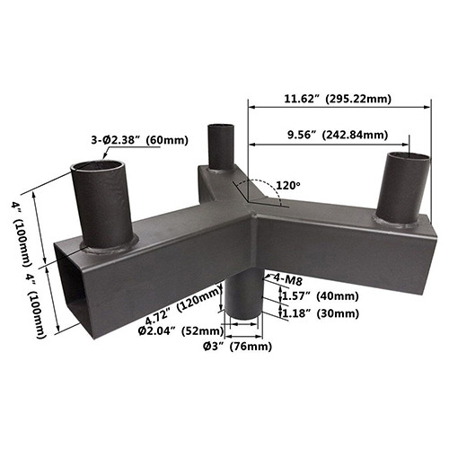 Triple 120° Horizontal Tenon Adaptor