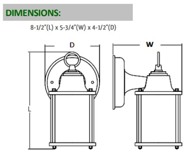 6 Watt LED Residential Lanterns with Photocell Size