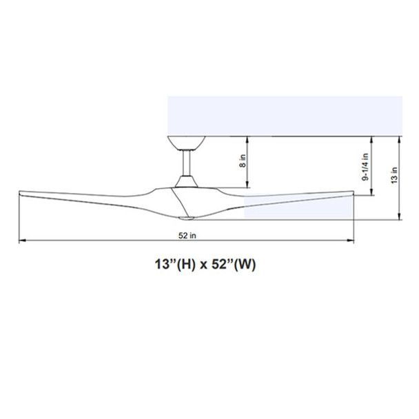 WFL Ceiling Fan, 3-Blade, 52in, Bronze Finish, Walnut Finish