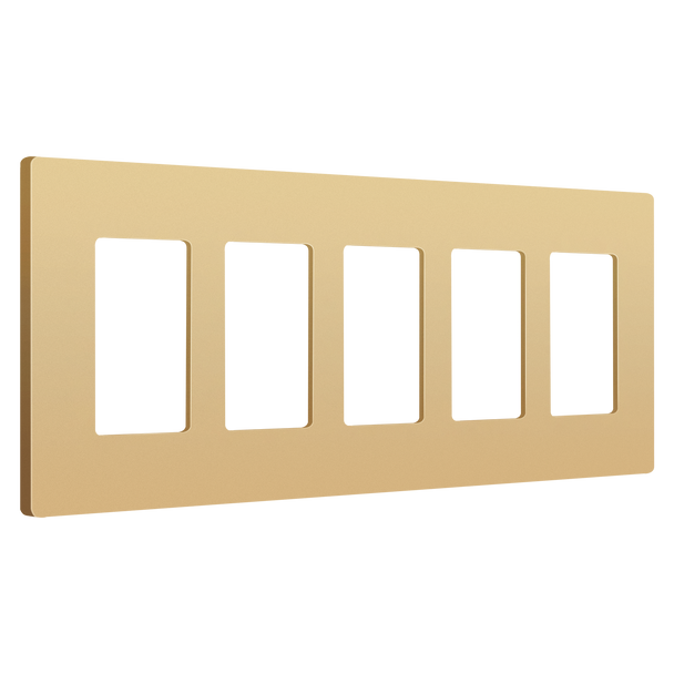 Screwless Wall Plate, 5-Gang Decorator/GFCI, Various Colors