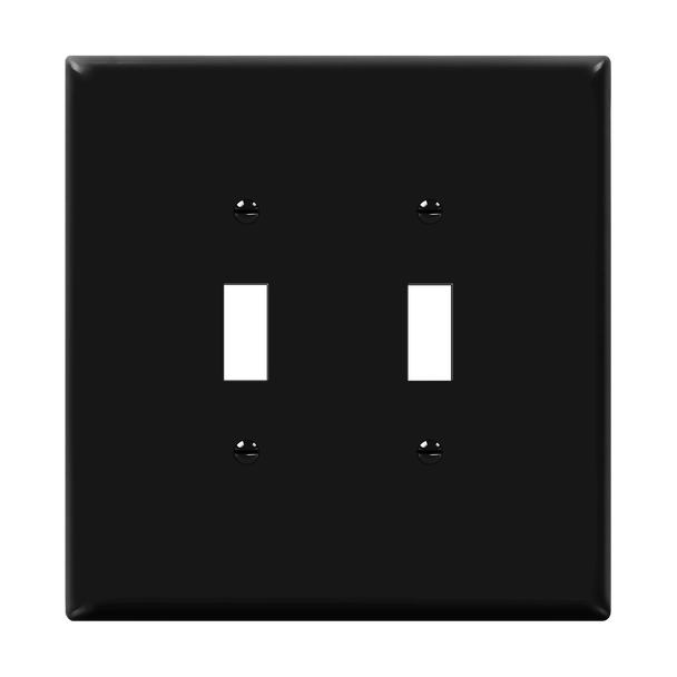 2-Gang Toggle, Over-Size, Thermoplastic Wall Plate, Black