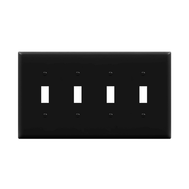 4-Gang Toggle Wall Plate, Mid-Size, Thermoplastic