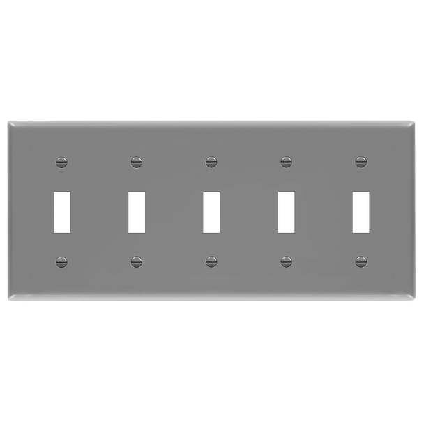 5-Gang Toggle, Mid-Size, Plastic Wall Plates