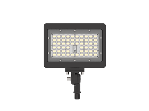 Small Flood Light, 7,000 Lumens, CCT Selectable, Medium Distribution, Knuckle Mount, Bronze Finish