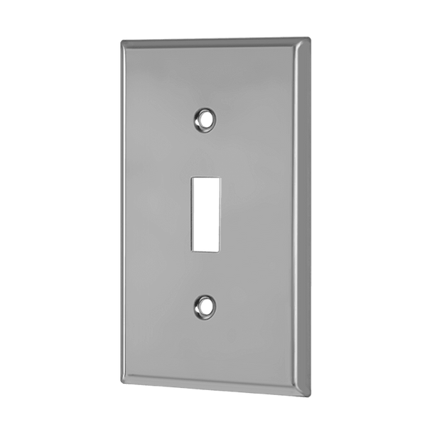 Antimicrobial 1-Gang Toggle Wall Plate, Mid-Size, Stainless Steel