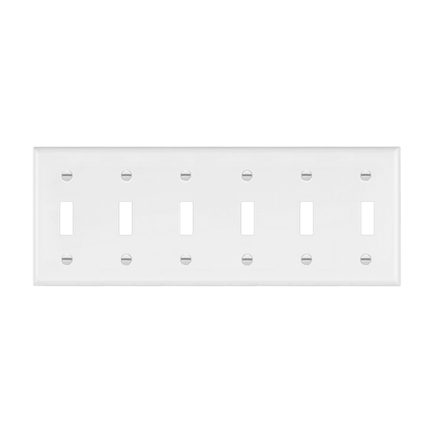 6-Gang Toggle Plastic Wall Plates, Black