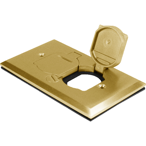 1-Gang Floor Box Cover, Brass/Nickel-Plated Brass, Flip-Lid