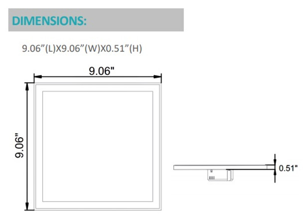 8-Inch 16 Watt LED Surface & Recessed Mount Panel Size