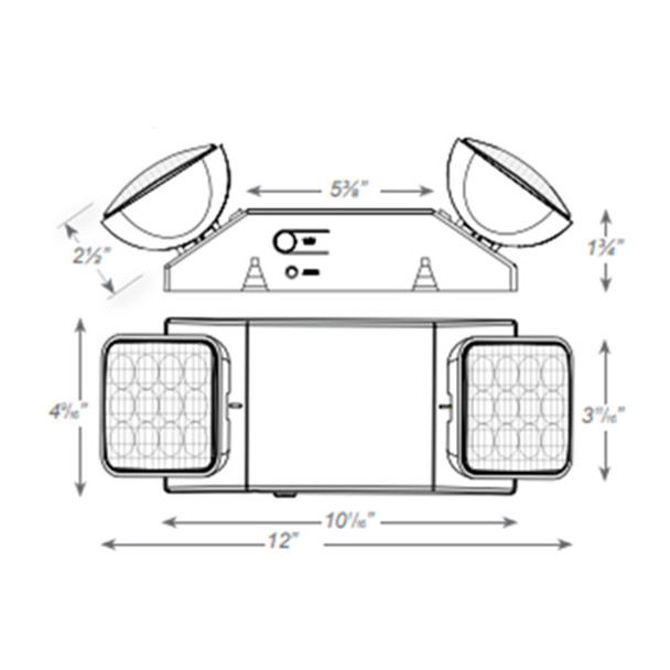 LED Emergency Unit, Black, High-Lumen, Self-Diagnostics