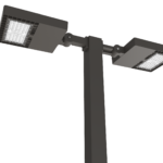 Parking Lot Light, 200W, Type IV, Bronze, no control, Adjustable Arm mount square pole, 120-277V