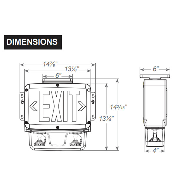 All LED NEMA4X/NSF Exit & Emergency Combo, Double Face, Green Letter