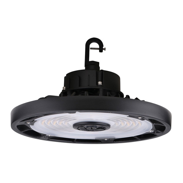 HoverBay Round Highbay, 200W, CCT Selectable, Universal Voltage 120-277 VAC, Black Housing, 6' 277V Cord and L7-15P Plug