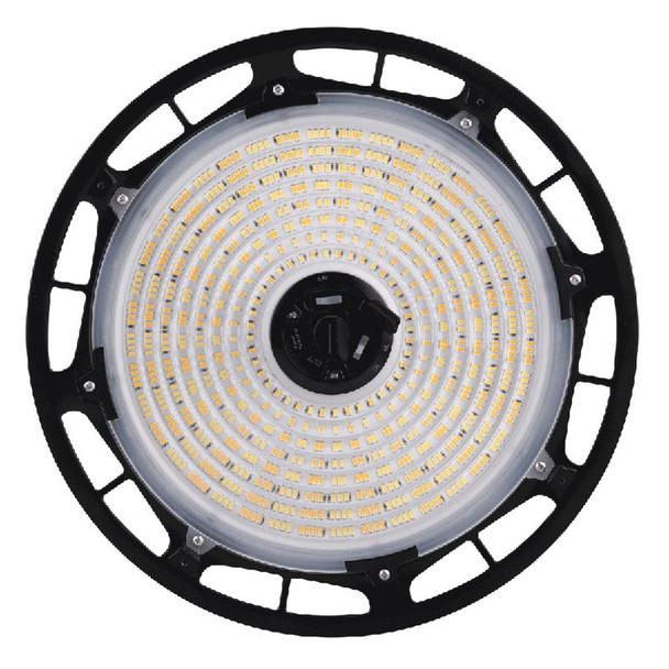 HoverBay Round Highbay, 200W, CCT Selectable, Universal Voltage 120-277 VAC, Black Housing, 6' 277V Cord and L7-15P Plug