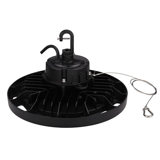 HoverBay Round Highbay, 150W, CCT Selectable, Universal Voltage 120-277 VAC, Black Housing, 6' 277V Cord and L7-15P Plug