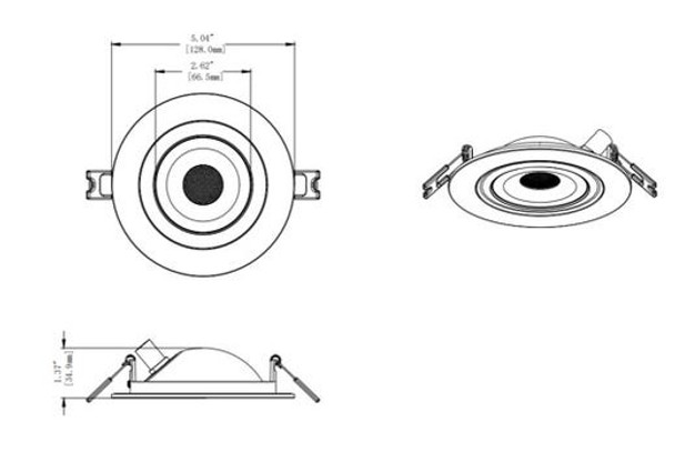 ProLED Select Direct Fit Gimbal Downlight, 4 inch, 12W, Selectable CCT, 120V, Dimmable