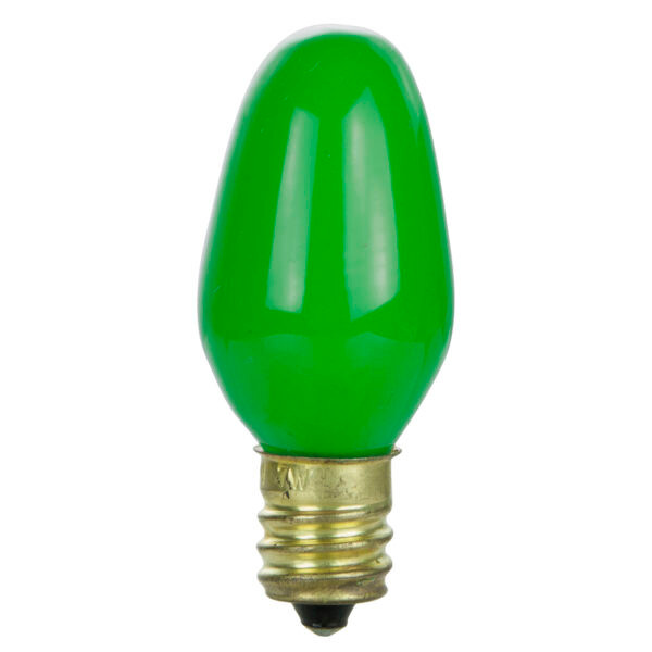 7Watt C7 Colored Night Light, Candelabra Base, Ceramic Green