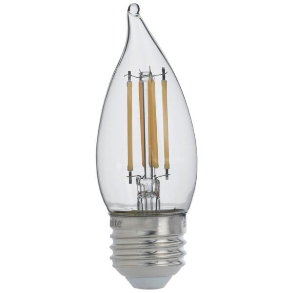 LED Filament CA11 Flame Tip Chandelier Light Bulb, 4 Watts, Medium E26 Base, Clear Glass, Dimmable, 2700K Warm White