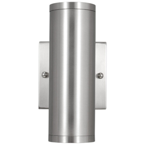 8-Inch LED Outdoor Tubular Wall Sconce Light Fixture, 24W, Brushed Nickel, CCT Selectable 30K/40K/50K, Dimmable