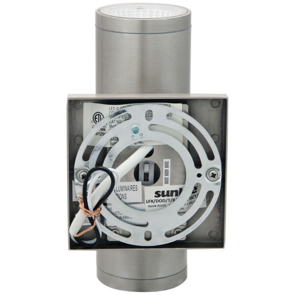 8-Inch LED Outdoor Tubular Wall Sconce Light Fixture, 24W, Brushed Nickel, CCT Selectable 30K/40K/50K, Dimmable